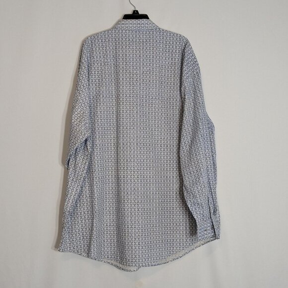 PANHANDLE Blue Floral Long Sleeve Pearl Snap Western Shirt; Men's Size XXL - Picture 2 of 4